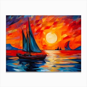 Azure Sail In Fauvist Style Canvas Print