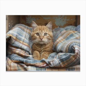 Orange Tabby Cat In Bed Canvas Print