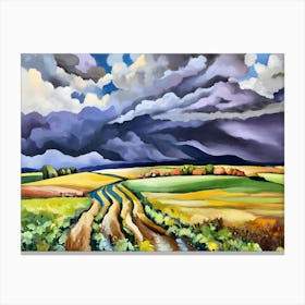 Storm Clouds Over The Fields Abstract Canvas Print