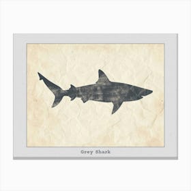 Grey Shark Silhouette 7 Poster Canvas Print