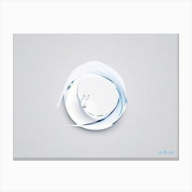 Minimalism A Fox in Water Circle Art Center Symmetry with Blue Color Canvas Print