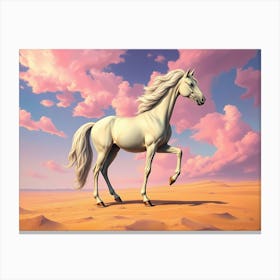 White Horse In The Desert Canvas Print