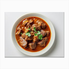 Beef Curry In A White Bowl Canvas Print