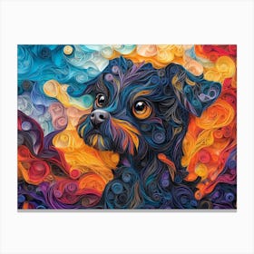 Brussels Griffon Paper Quill Dog Portrait II Canvas Print