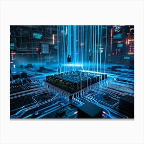 Advanced Cybersecurity Concept Visualized By A Thick Lens Of Intertwined Metallic Wires Representing (2) Canvas Print