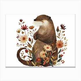 Little Floral Otter 4 Canvas Print