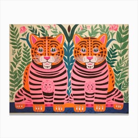 Tiger 1 Folk Style Animal Illustration Canvas Print