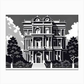 Victorian House, black and white monochromatic art Canvas Print