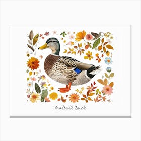 Little Floral Mallard Duck 2 Poster Canvas Print