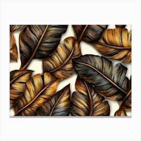 Grunge Bronze Banana Leaves Palm 1 Canvas Print