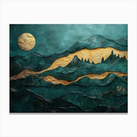 Mountains And Moon Canvas Print