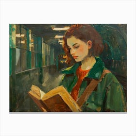 Girl Reading A Book 9 Canvas Print