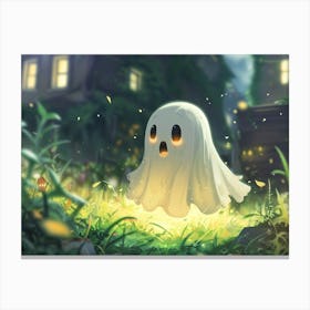 Chibi Scared Ghost Art Canvas Print