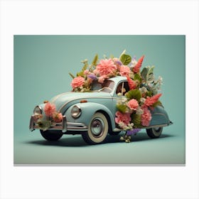 Vintage Car With Flowers 03 Canvas Print