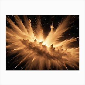 A Powerful Explosion Of Golden Light And Dust Against A Dark, Starry Background, Resembling A Supernova Canvas Print