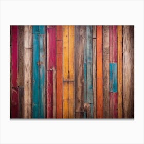 Colorful wood plank texture background 4 Canvas Print