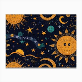 Sun And Stars Canvas Print