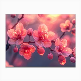 Cherry Blossoms At Sunset Canvas Print