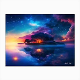 A Lost Island Group with vivid Colors and cosmic Lights Canvas Print