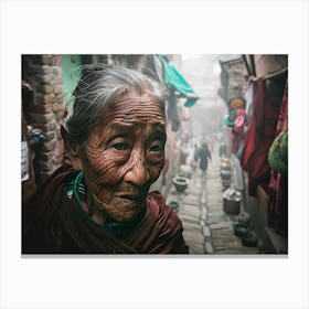 Shantiva zaga, an old nun in a poor village in India Canvas Print