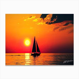 Sunset Aesthetic - Sailboat At Sunset Canvas Print