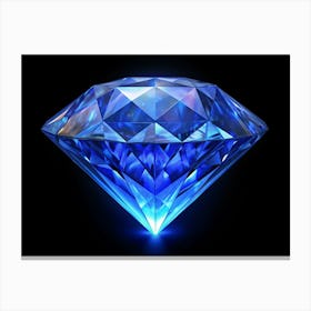 Shiny Blue Diamond On A Black Background Canvas Print