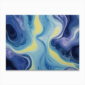 Abstract Swirling Pattern In Blue, Purple, And Yellow Colors, Creating A Marbled Effect Canvas Print