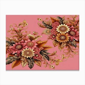 Flowers On A Pink Background Canvas Print