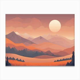 Misty mountains horizontal background in orange tone 20 Canvas Print