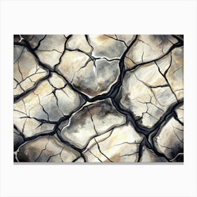 Watercolor Painting Of Cracked Earth Canvas Print