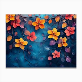 Elegant Colorful With Vibrant Flower Hanging Branches 4 Canvas Print