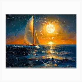 Sailboat At Sunset 1 Canvas Print