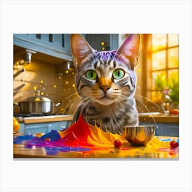 Cat In The Kitchen Canvas Print