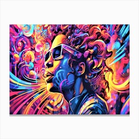 Acid Jazz Portrait - Psychedelic Neon Canvas Print