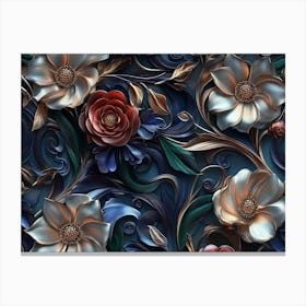 A Beautiful 3d Luxury Floral Seamless Pattern Background, Colorful 3d Abstraction Canvas Print