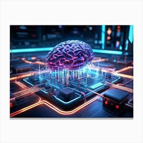 An Intricate Digital Brain Interface Intertwined With A Vast Ai Network Studying The Neural Connec (2) Canvas Print