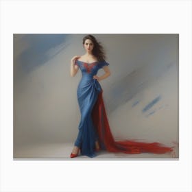 Woman In A Blue Dress 7 Canvas Print