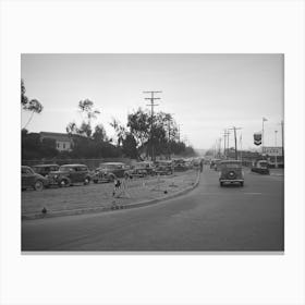 Traffic At Intersection, San Diego, California By Russell Lee Canvas Print