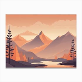 Misty mountains horizontal background in orange tone 24 Canvas Print