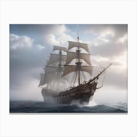 Pirate Ship In The Ocean Canvas Print