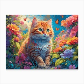 Cat In The Garden 1 Canvas Print