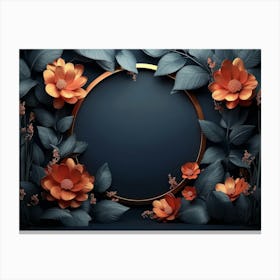 Elegant Colorful 3d Flowers with Leaves on Dark Background 1 Canvas Print