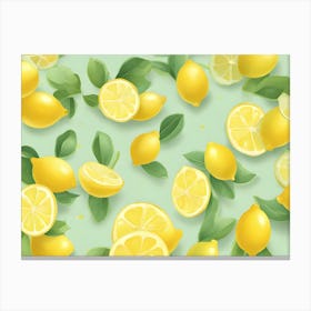 Lemons On Blue Canvas Print