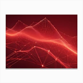 A Stylized Image Of A Digital Landscape, With Glowing Red Lines Forming A Series Of Undulating Peaks, Representing A Virtual World, Technology, Or A Data Driven Landscape Canvas Print