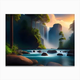 Waterfall In The Forest Canvas Print