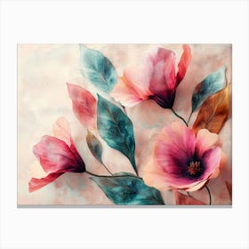 Pink Flowers On A Pink Background Canvas Print