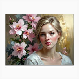 Girl With Flowers 1 Canvas Print