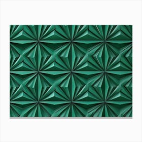 Seamless Relief Sculpture Retro Pattern Elegant Green Geometry Polygon Star Cross Triangle Canvas Print