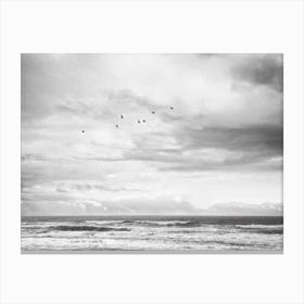 Mesmerized By The Ocean Monochrome Canvas Print
