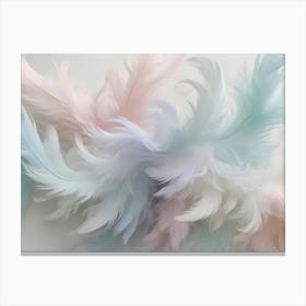 Soft And Delicate Feathers In Pastel Colors Create A Gentle And Ethereal Background Canvas Print